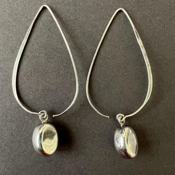 Silpada Vintage Sterling Silver Larger Size Drop Silver Bead Threader Earrings - Picture 6 of 9